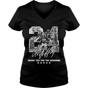 Official 24 Marshawn Lynch thank you for the memories Ladies Vneck