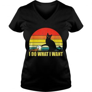 Official I do what I want Cat spilled coffee sunset Ladies Vneck