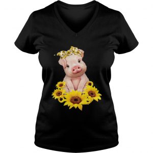 Pig Sunflower Ladies Vneck