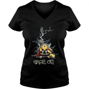 Pikachu being the God of Thunder Thor game on Ladies Vneck
