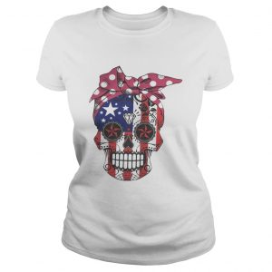 Pink bow Skull Diamond Flag American Ladies Tee