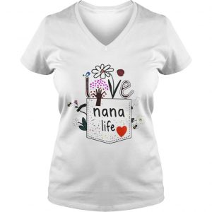Pocket Womens Love Nana Life Bird Flower Art Ladies Vneck
