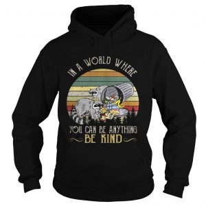 Racoon in a world where you can be anything be kind sunset Hoodie