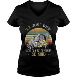 Racoon in a world where you can be anything be kind sunset Ladies Vneck