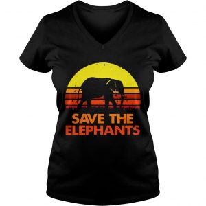 Save the elephants vintage sunset Ladies Vneck
