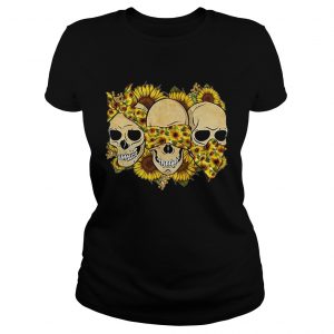 Skulls sunflower floral flowers Ladies Tee