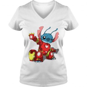 Stitch with Iron Man Avengers with Lilo and Stitch Disney combo Ladies Vneck