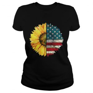Sunflower American flag Ladies Tee