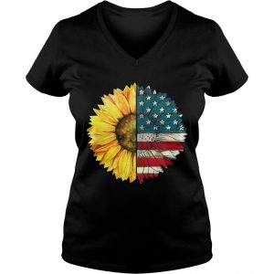 Sunflower American flag Ladies Vneck