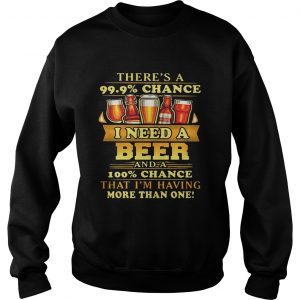 Theres a 999 chance I need a beer and a 100 chance that Im having more than one Sweatshirt