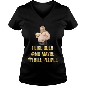 Thor fat i like beer and maybe three people Ladies Vneck