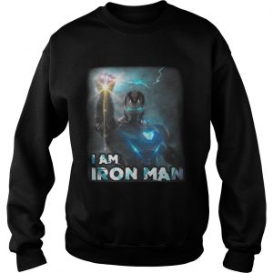 Tony Stark wielding The Infinity Gauntlet I am Iron Man Sweatshirt