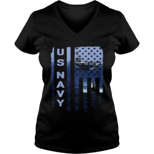 US Navy American flag Ladies Vneck