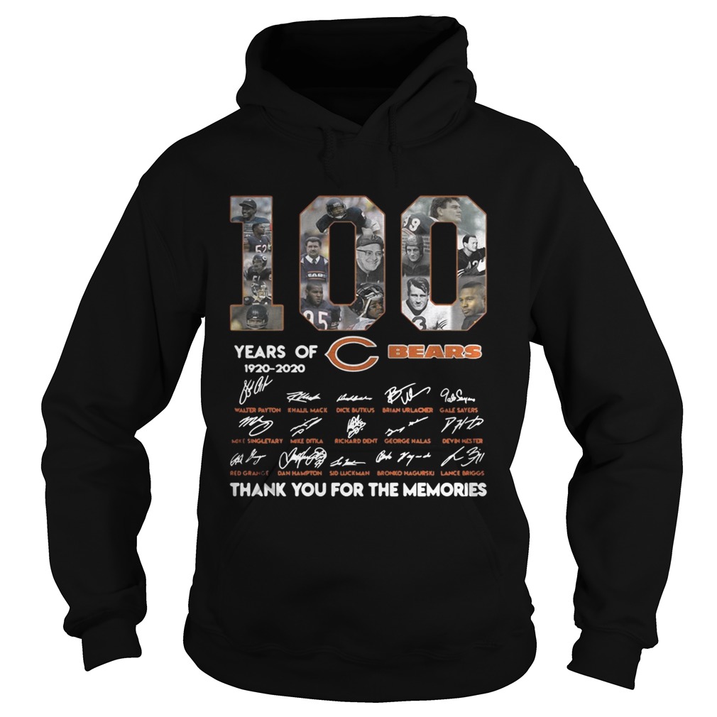 100 years of Chicago Bears 1920 2020 signature thank you for the Hoodie