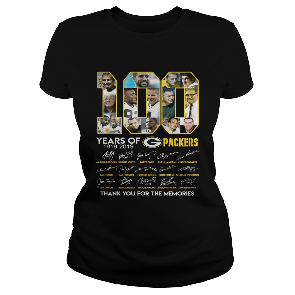 100 years of Green Bay Packers thank you for the memories signature Classic Ladies