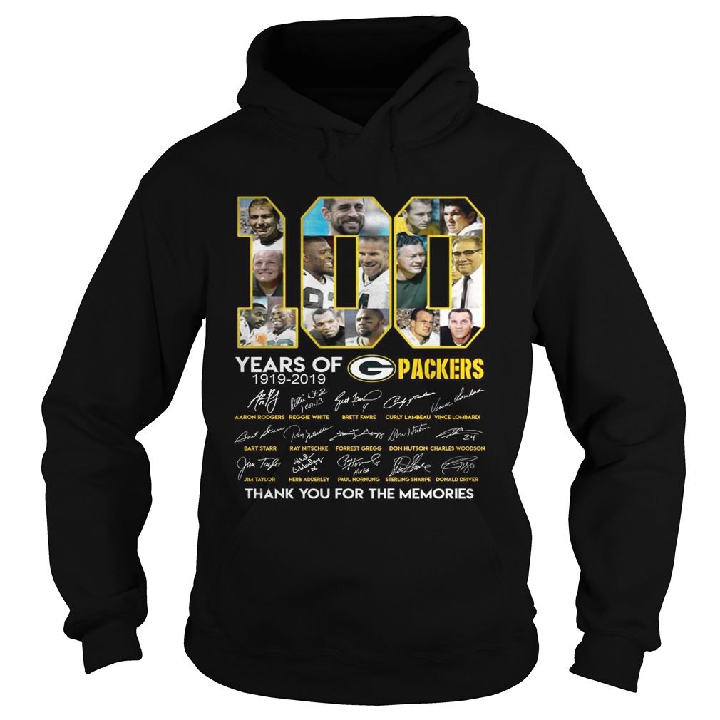 100 years of Green Bay Packers thank you for the memories signature Hoodie