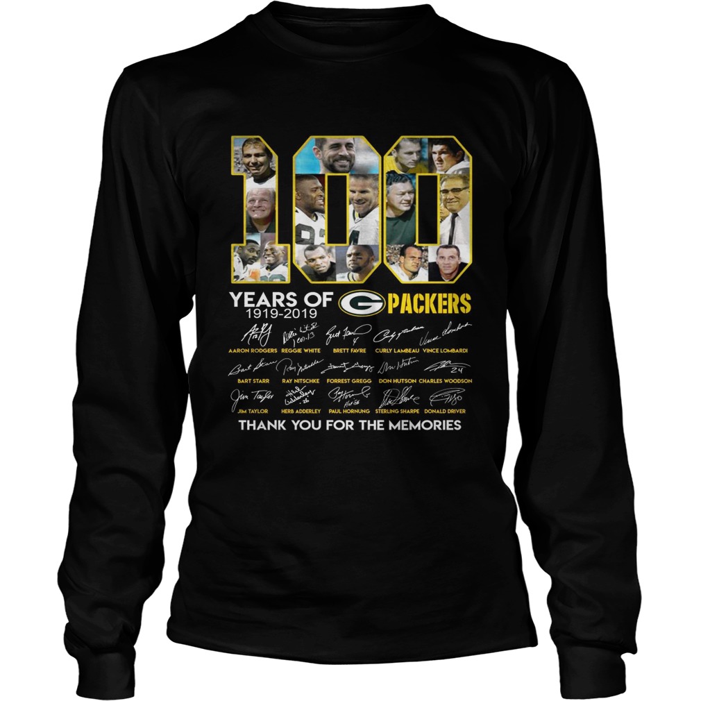 100 years of Green Bay Packers thank you for the memories signature LongSleeve