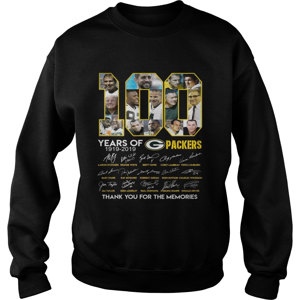 100 years of Green Bay Packers thank you for the memories signature Sweatshirt