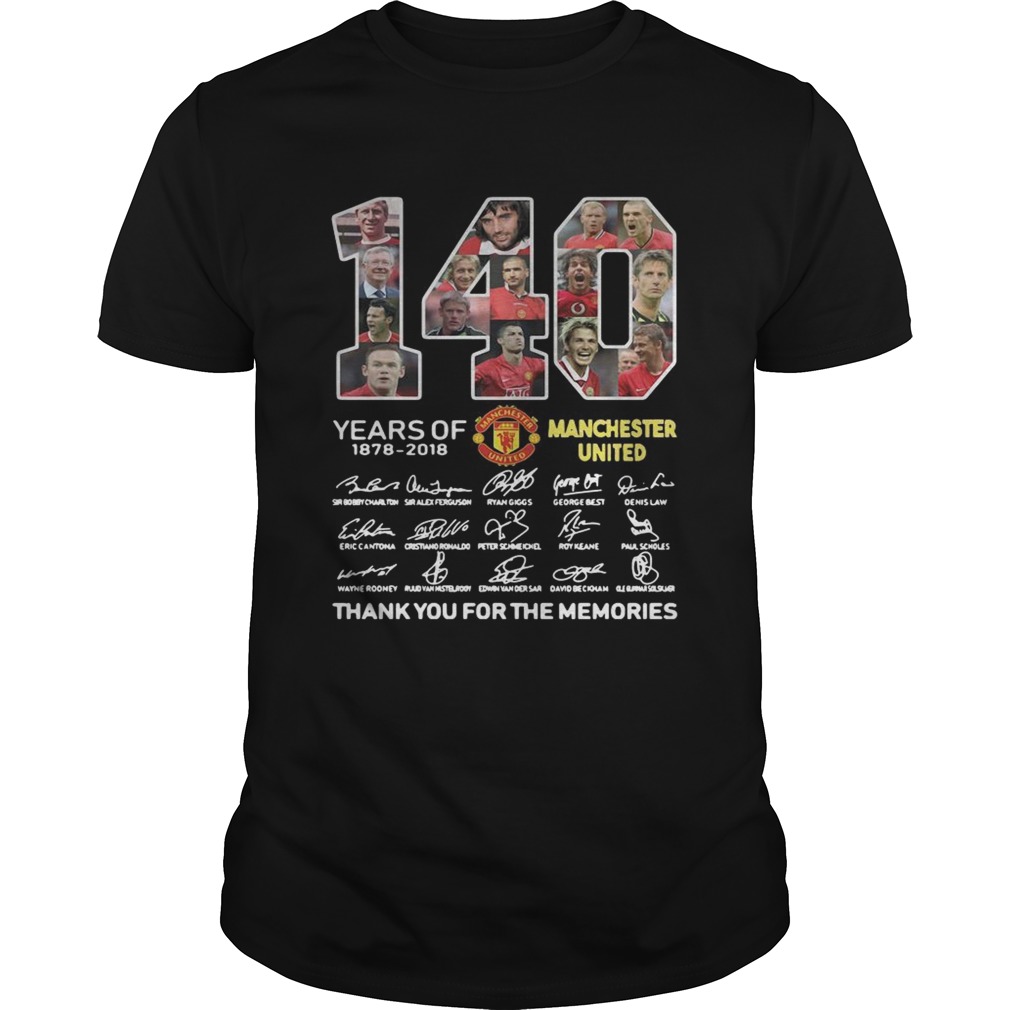 140 Years of Manchester United 1878 2018 signature thank you for the memories shirt