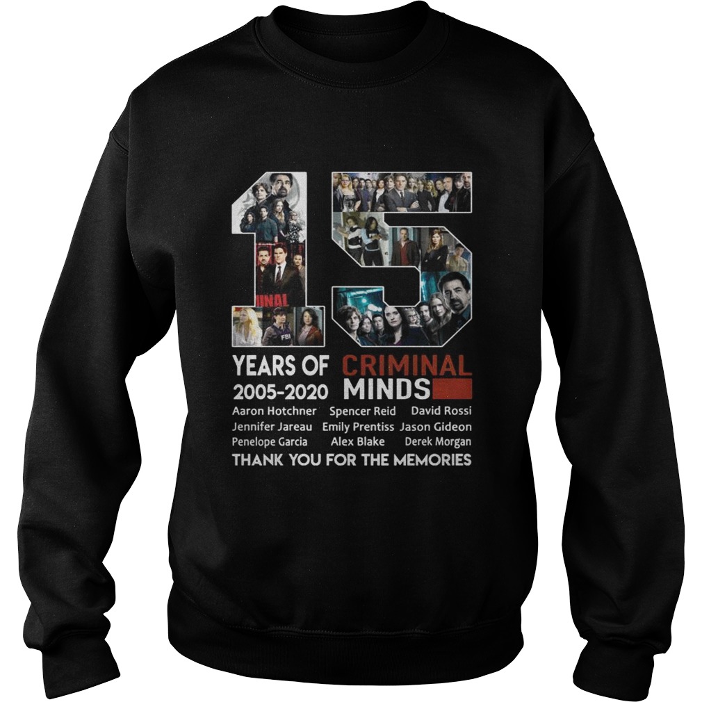15 years of Criminal Minds 20052020 thank you for the memories Sweatshirt
