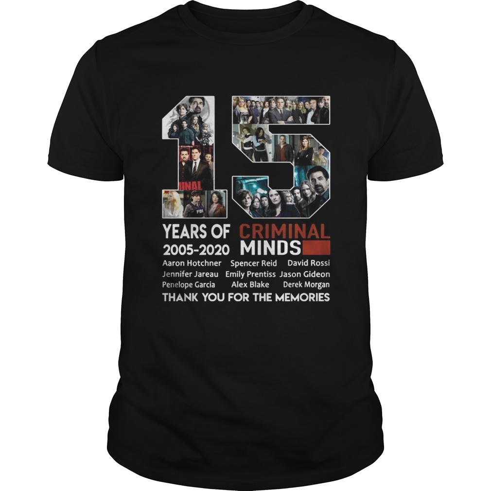 15 years of Criminal Minds 20052020 thank you for the memories shirt