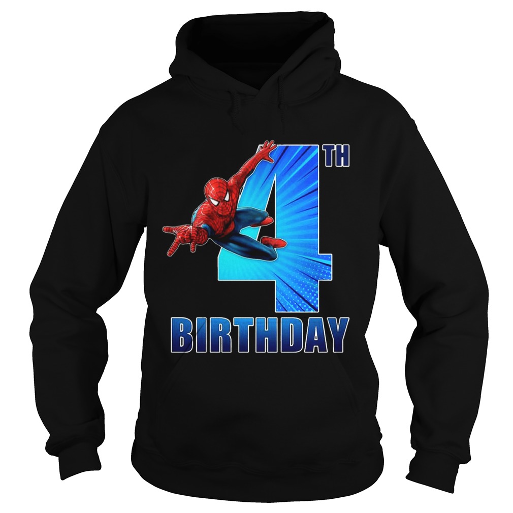 1559889576Spiderman Swinging 4th Funny Birthday Youth T- Hoodie