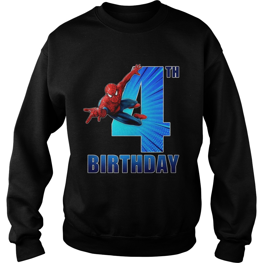 1559889576Spiderman Swinging 4th Funny Birthday Youth T- Sweatshirt