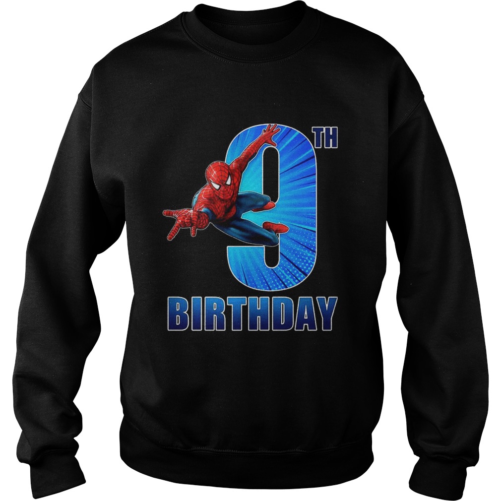 1559889623Spiderman Swinging 9th Funny Birthday Youth T- Sweatshirt