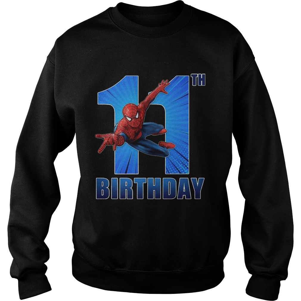 1559967478Spiderman Swinging 11th Funny Birthday Youth T- Sweatshirt