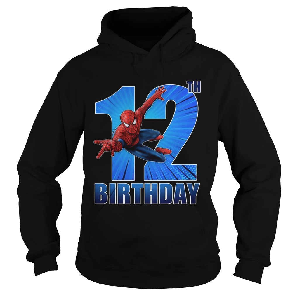 1559967533Spiderman Swinging 12th Funny Birthday Youth T- Hoodie