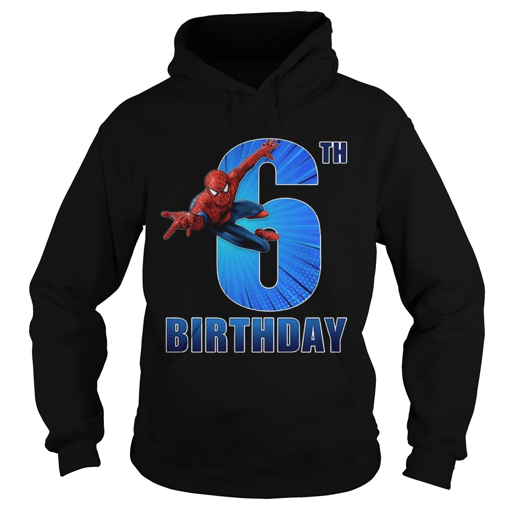 1559976909Spiderman Swinging 6th Funny Birthday Youth T- Hoodie