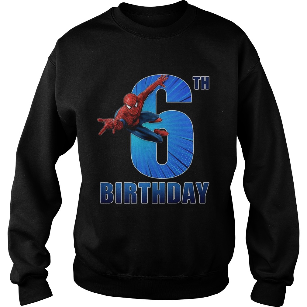 1559976909Spiderman Swinging 6th Funny Birthday Youth T- Sweatshirt