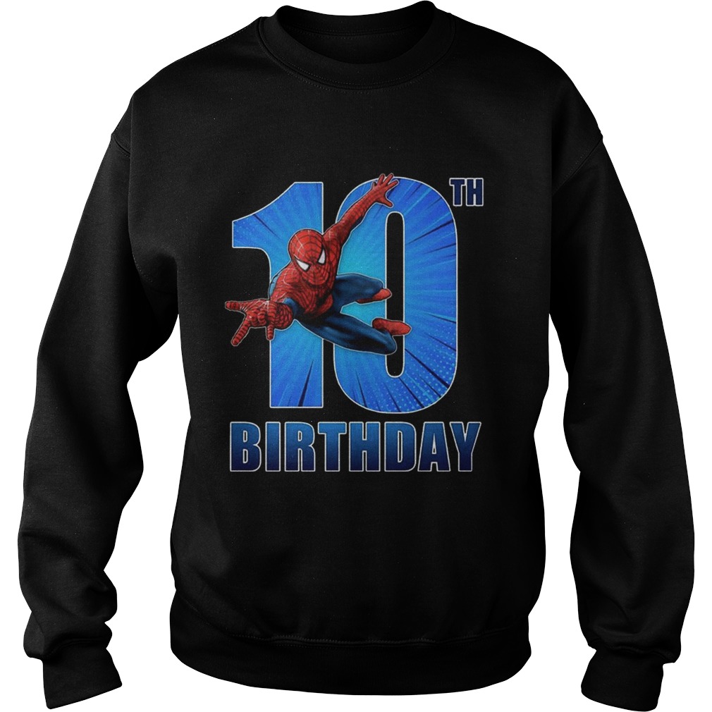 1559976965Spiderman Swinging 10th Funny Birthday Youth T- Sweatshirt