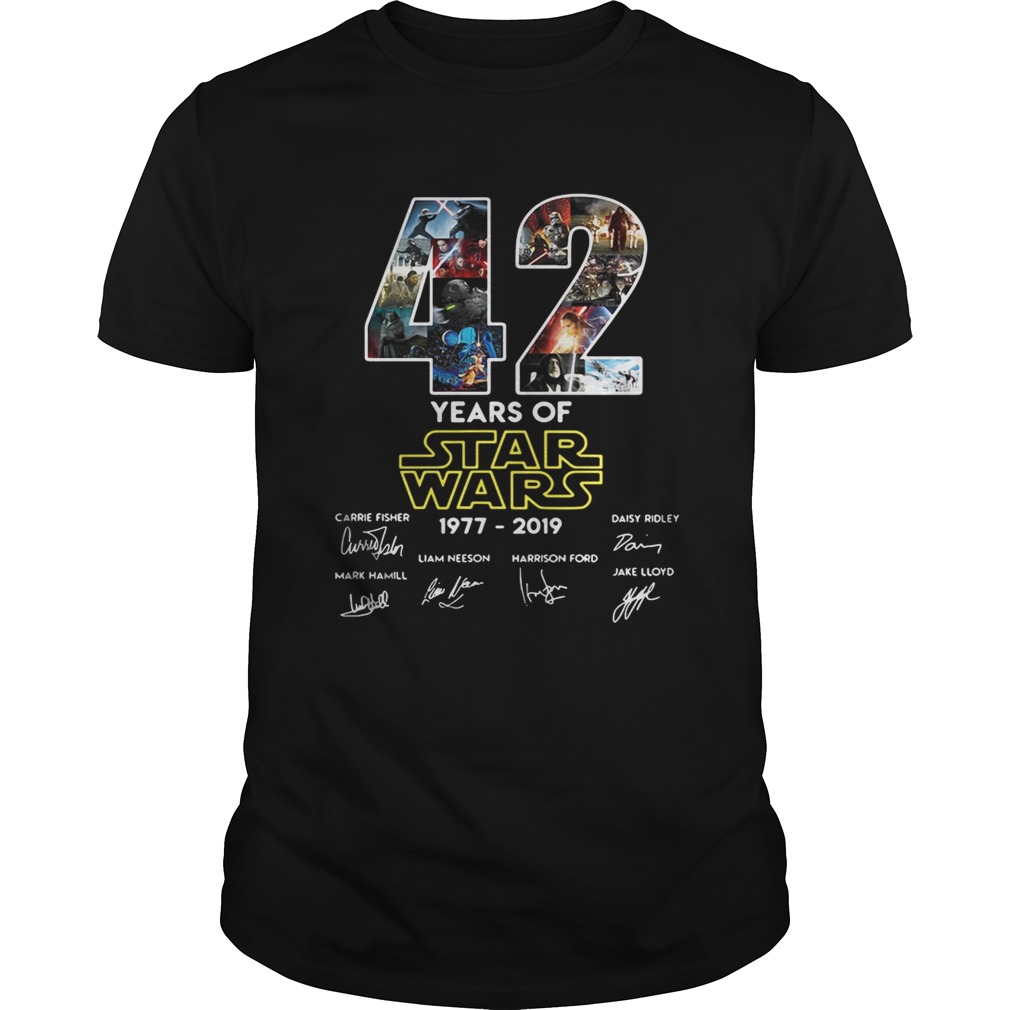 42 years of star wars 19772019 signatures shirt