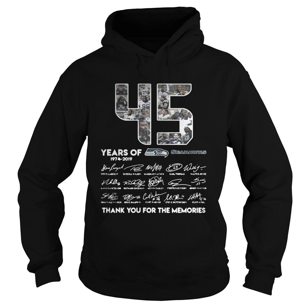 45 years of Seattle Seahawks 1974 2019 signature thank you for Hoodie