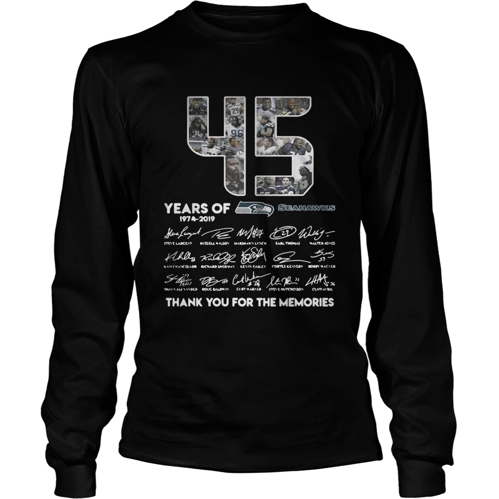 45 years of Seattle Seahawks 1974 2019 signature thank you for LongSleeve