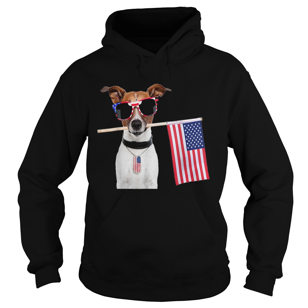 4th Of July American Flag Jack Russel Terrier Dog Tags Shirt Hoodie