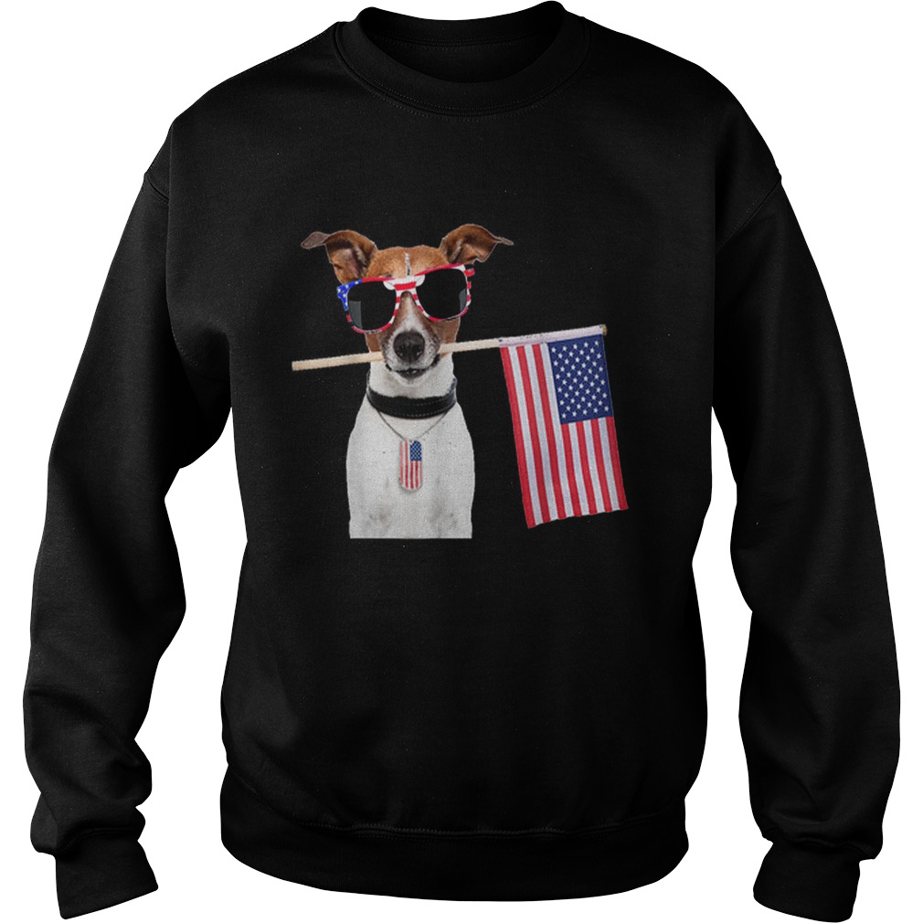 4th Of July American Flag Jack Russel Terrier Dog Tags Shirt Sweatshirt