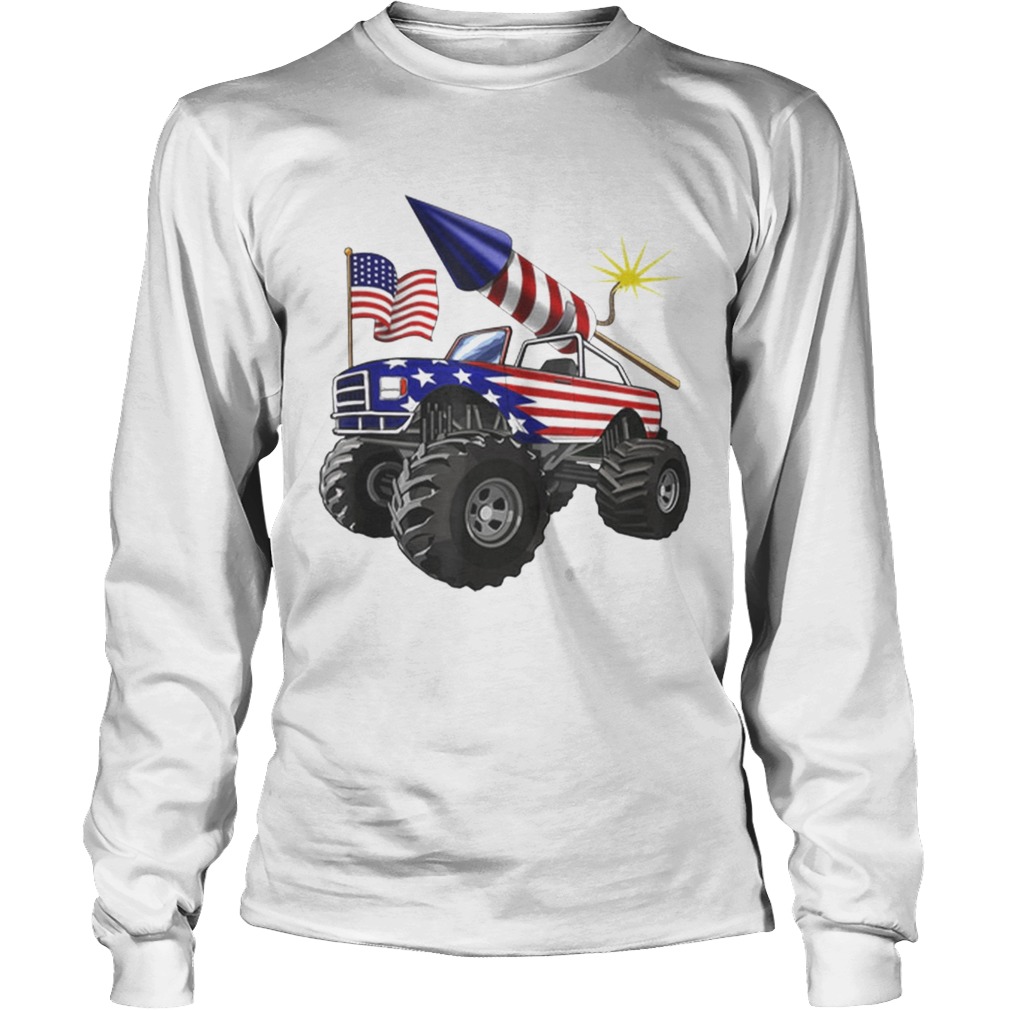 4th Of July Monster Truck American Flag Gift Shirt LongSleeve