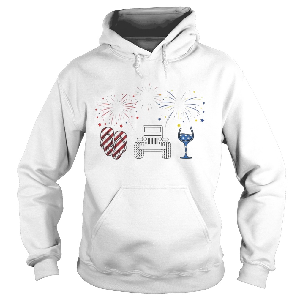 4th of July flip flops jeep and wine Firework Hoodie