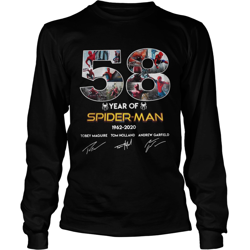 58 year of SpiderMan 19622020 Tobey Maguire Tom Holland Andrew Garfield LongSleeve