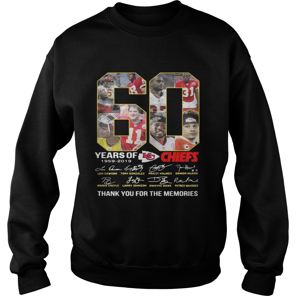 60 Years of Kansas City Chiefs 1959 2019 thank you for the memories Sweatshirt