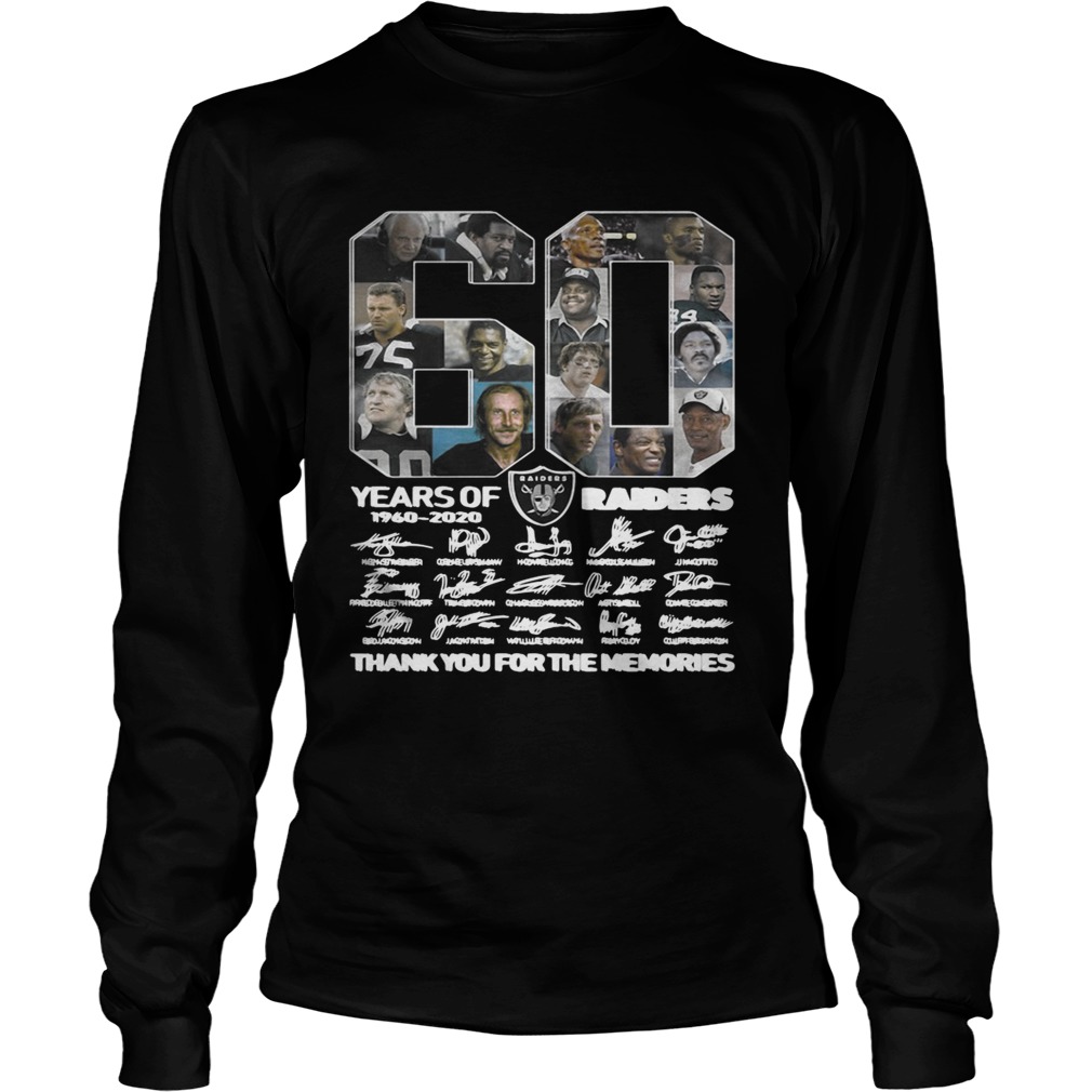60 years of Oakland Raiders 1960 2020 signature thank you for the LongSleeve