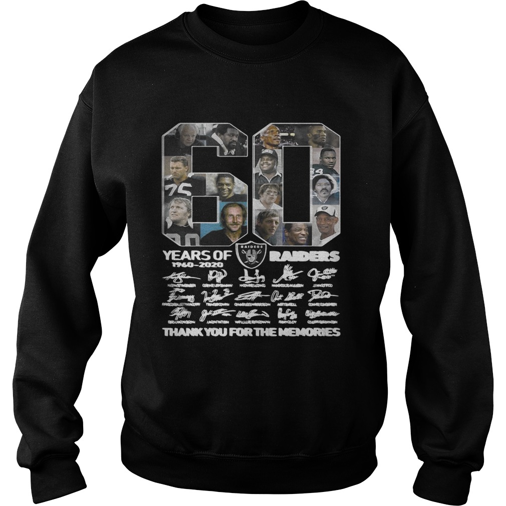60 years of Oakland Raiders 1960 2020 signature thank you for the Sweatshirt