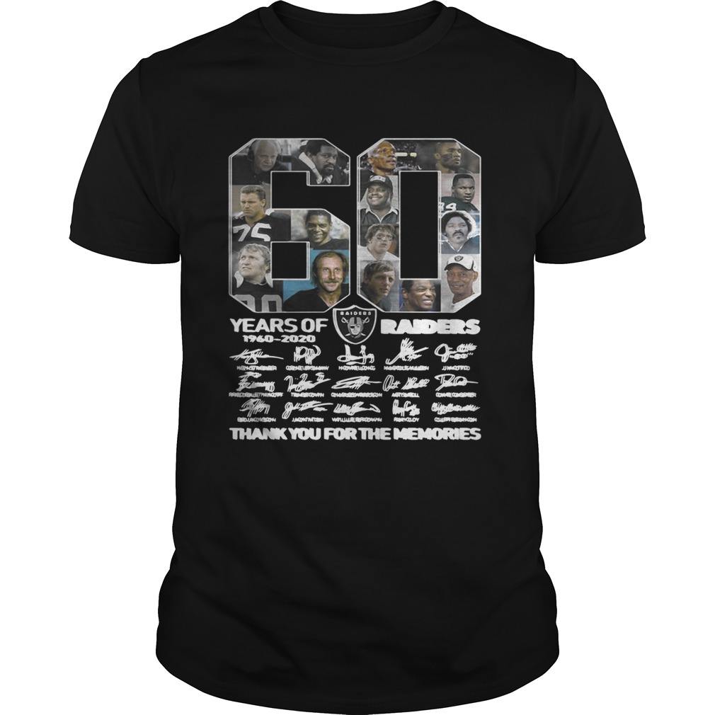 60 years of Oakland Raiders 1960 2020 signature thank you for the shirt
