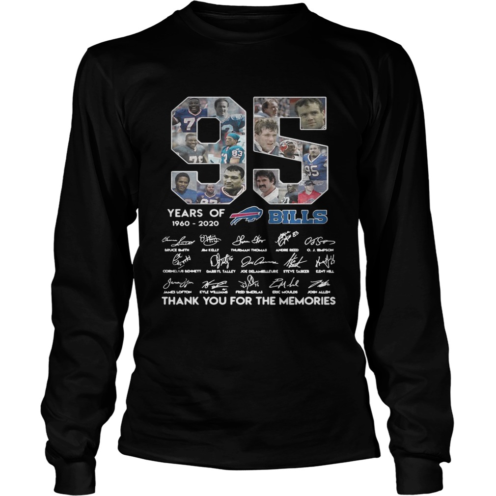95 years of Buffalo Bills 1960 2020 signature thank you for the LongSleeve