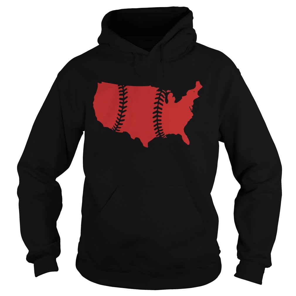 America Map Baseball Laces Hoodie