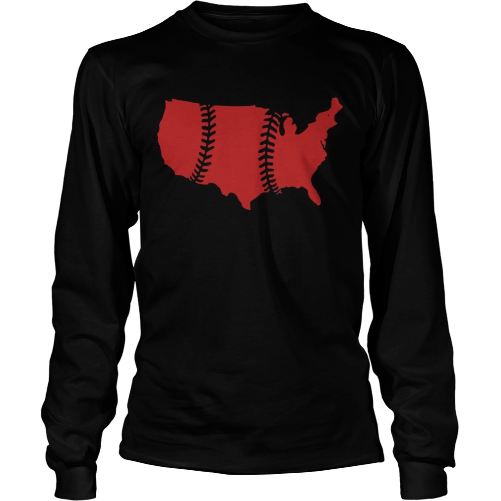 America Map Baseball Laces LongSleeve