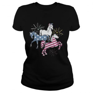 American Flag Horse For Independence Day Funny Ladies Tee