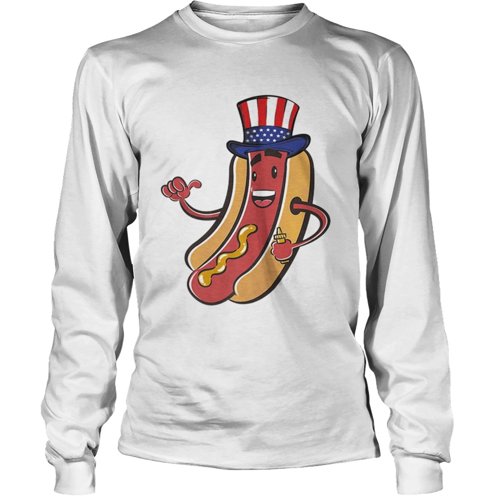 American Flag Hot Dog 4th of July USA Hat Idea LongSleeve